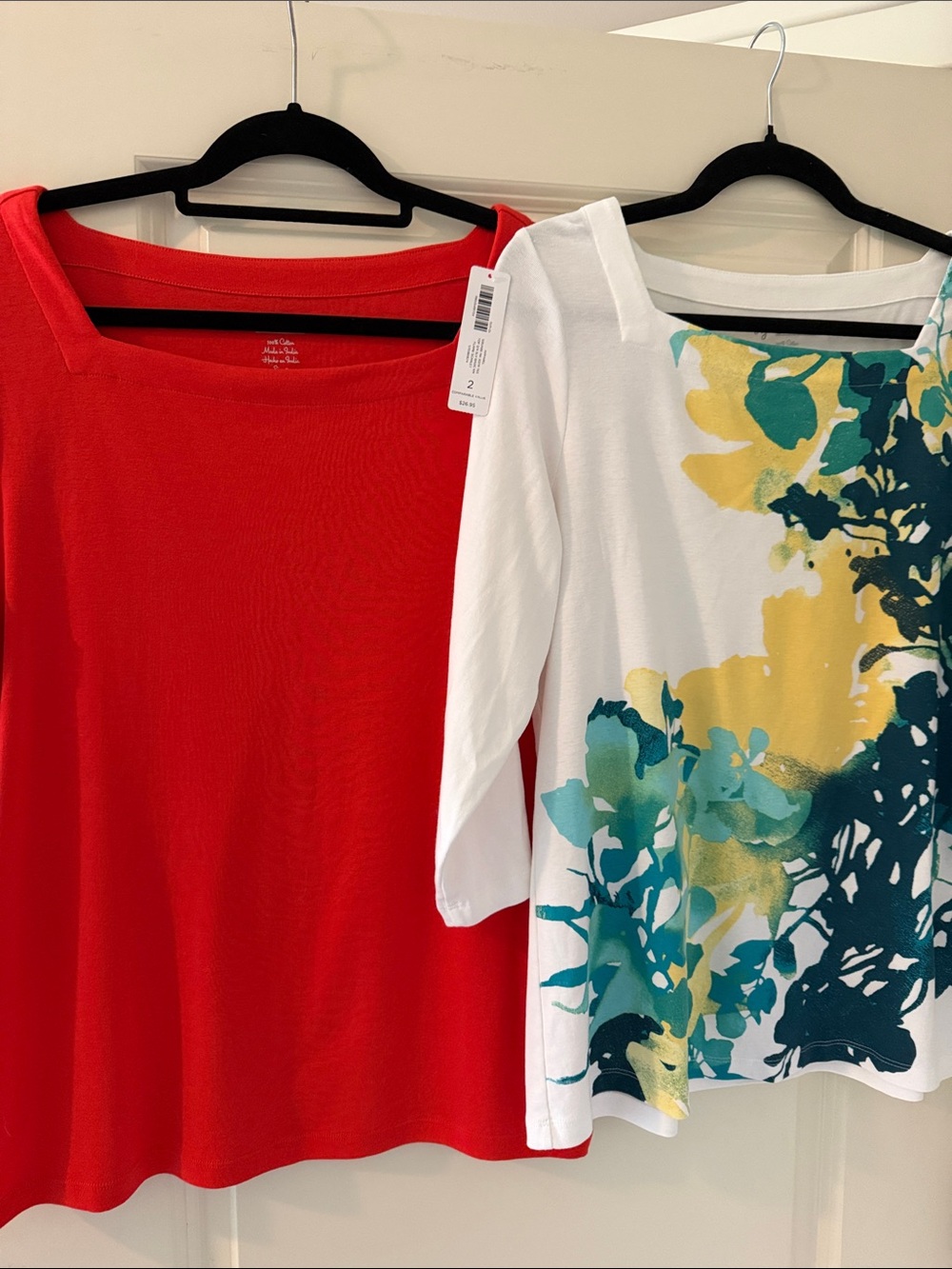 NWT 2 Chico’s Women’s Red and floral Knit Top -size Large L